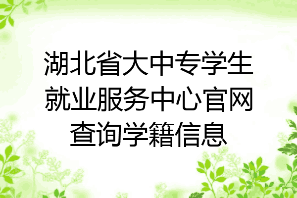 湖北省大中专学生就业服务中心官网查询学籍信息