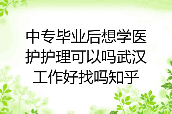 中专毕业后想学医护护理可以吗武汉工作好找吗知乎