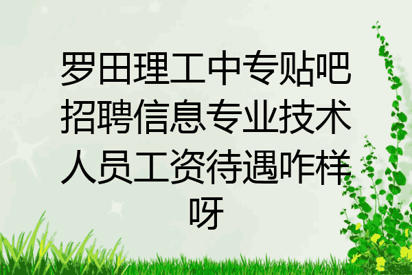 罗田理工中专贴吧招聘信息专业技术人员工资待遇咋样呀