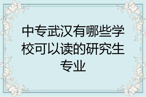 中专武汉有哪些学校可以读的研究生专业