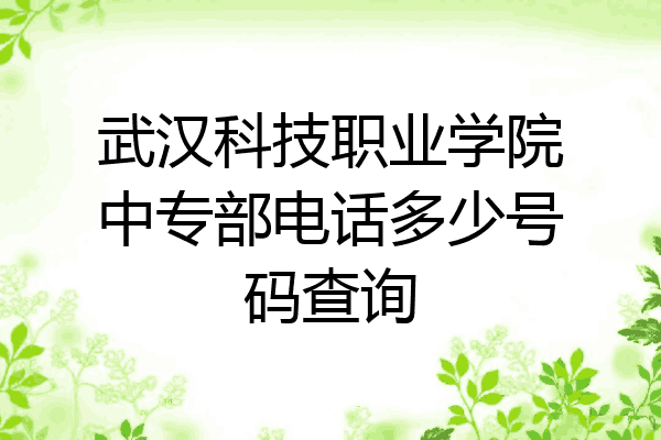 武汉科技职业学院中专部电话多少号码查询