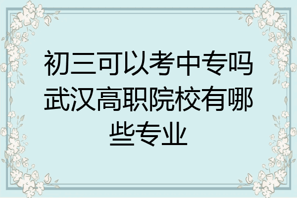 初三可以考中专吗武汉高职院校有哪些专业