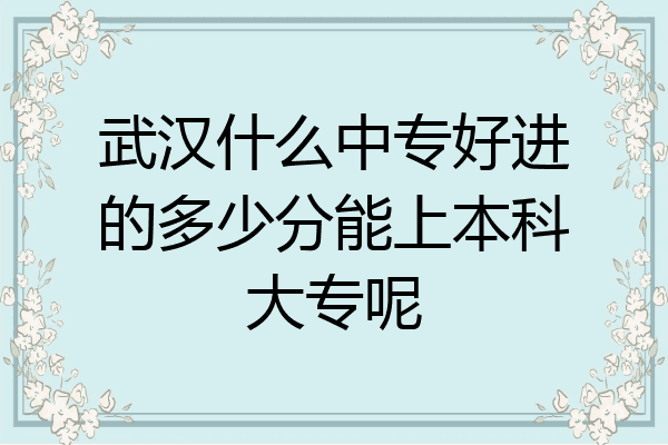 武汉什么中专好进的多少分能上本科大专呢