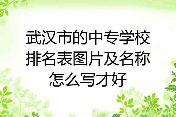 武汉市的中专学校排名表图片及名称怎么写才好