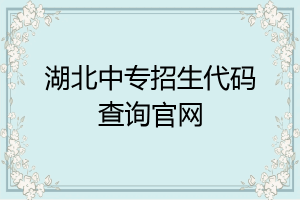 湖北中专招生代码查询官网