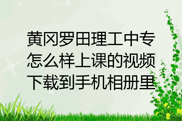 黄冈罗田理工中专怎么样上课的视频下载到手机相册里