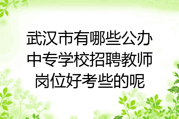 武汉市有哪些公办中专学校招聘教师岗位好考些的呢