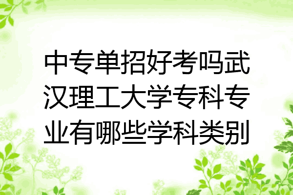 中专单招好考吗武汉理工大学专科专业有哪些学科类别
