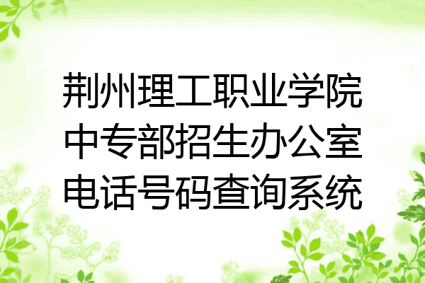 荆州理工职业学院中专部招生办公室电话号码查询系统