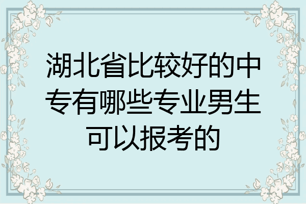 湖北省比较好的中专有哪些专业男生可以报考的