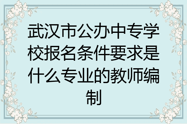武汉市公办中专学校报名条件要求是什么专业的教师编制