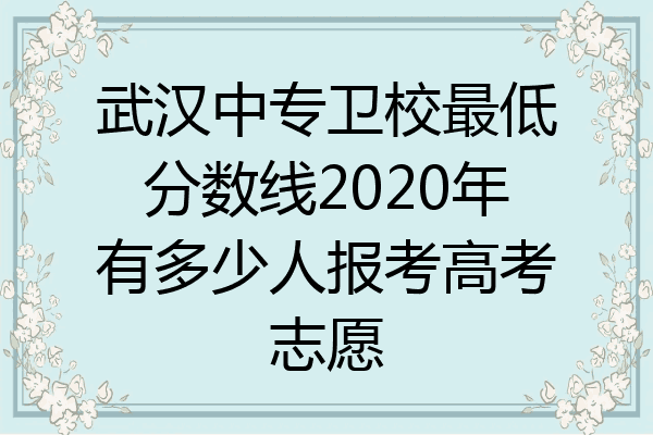 武汉中专卫校最低分数线2020年有多少人报考高考志愿