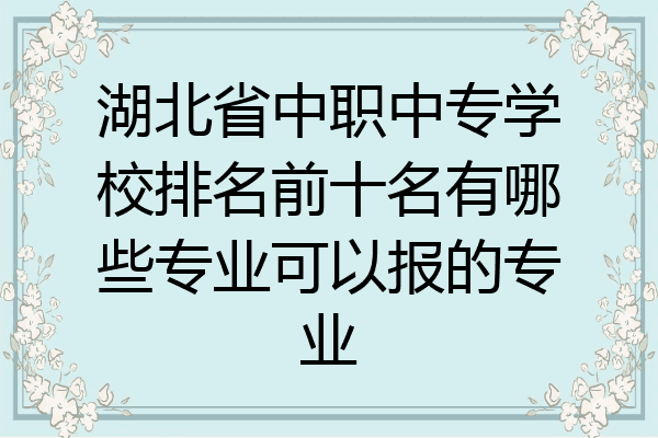 湖北省中职中专学校排名前十名有哪些专业可以报的专业