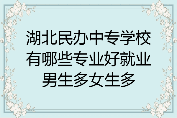 湖北民办中专学校有哪些专业好就业男生多女生多