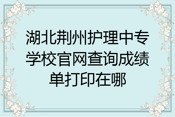 湖北荆州护理中专学校官网查询成绩单打印在哪