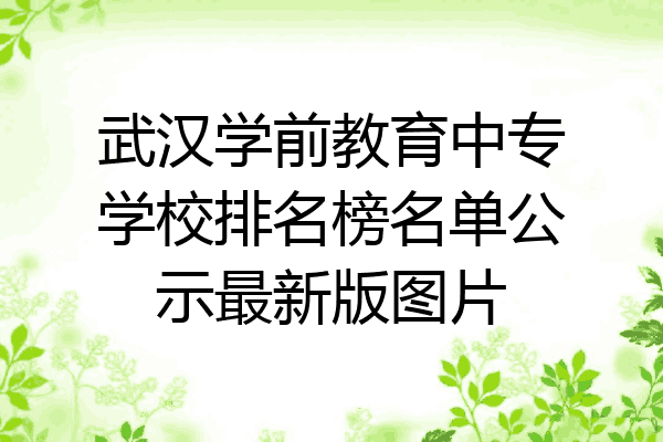武汉学前教育中专学校排名榜名单公示最新版图片
