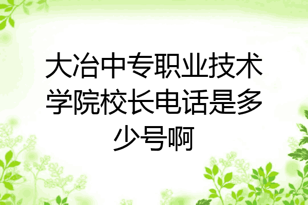 大冶中专职业技术学院校长电话是多少号啊