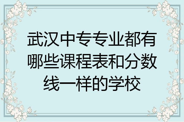 武汉中专专业都有哪些课程表和分数线一样的学校