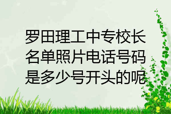 罗田理工中专校长名单照片电话号码是多少号开头的呢