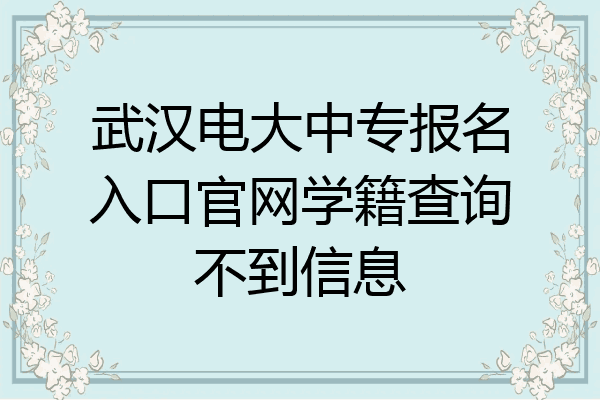 武汉电大中专报名入口官网学籍查询不到信息