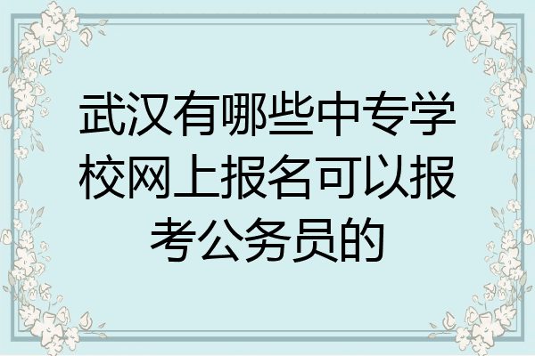 武汉有哪些中专学校网上报名可以报考公务员的
