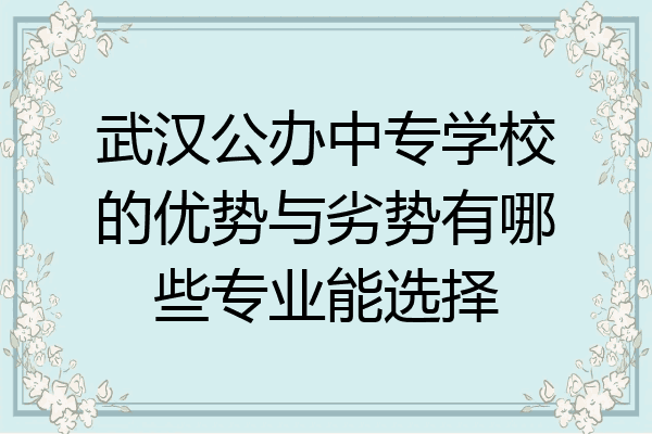 武汉公办中专学校的优势与劣势有哪些专业能选择