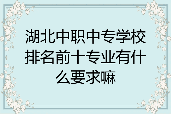 湖北中职中专学校排名前十专业有什么要求嘛