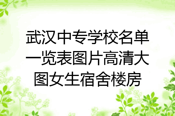 武汉中专学校名单一览表图片高清大图女生宿舍楼房