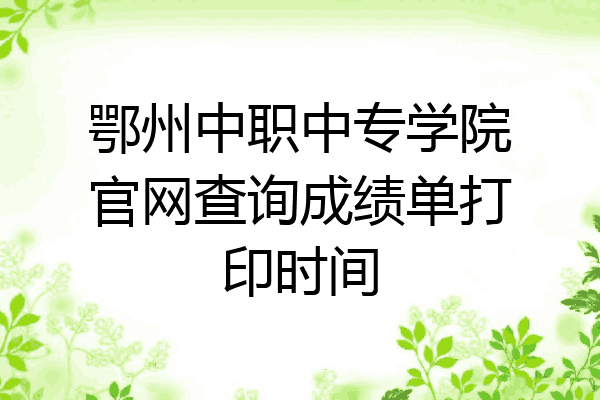 鄂州中职中专学院官网查询成绩单打印时间