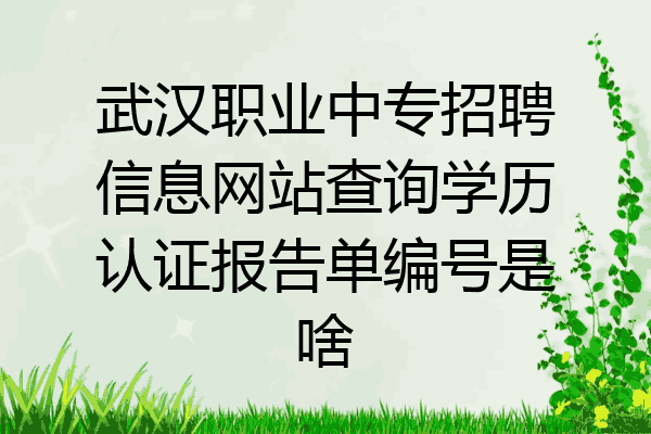 武汉职业中专招聘信息网站查询学历认证报告单编号是啥
