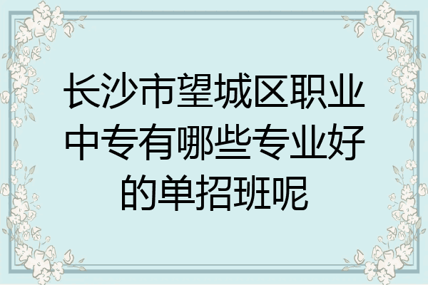 长沙市望城区职业中专有哪些专业好的单招班呢
