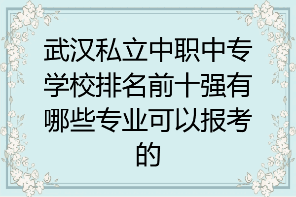 武汉私立中职中专学校排名前十强有哪些专业可以报考的