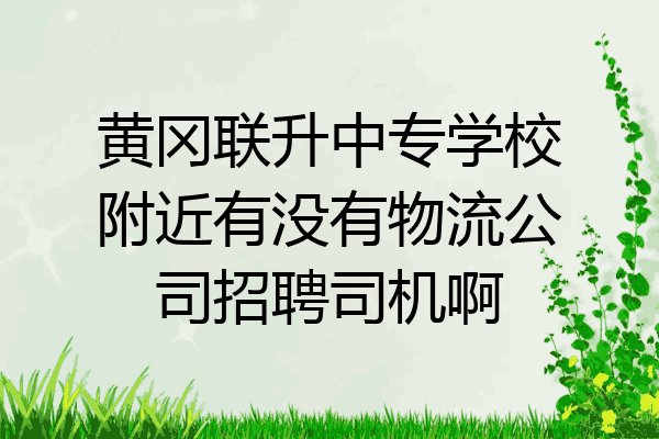 黄冈联升中专学校附近有没有物流公司招聘司机啊