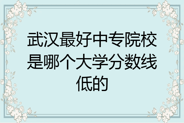武汉最好中专院校是哪个大学分数线低的