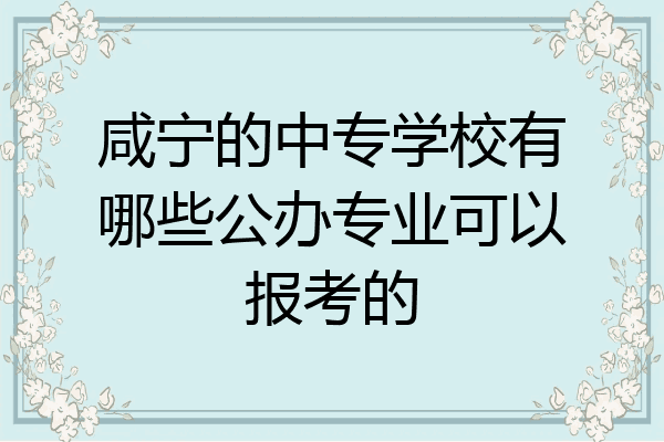 咸宁的中专学校有哪些公办专业可以报考的