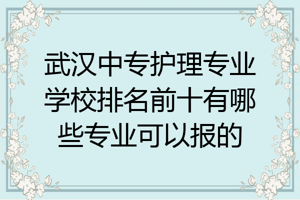 武汉中专护理专业学校排名前十有哪些专业可以报的