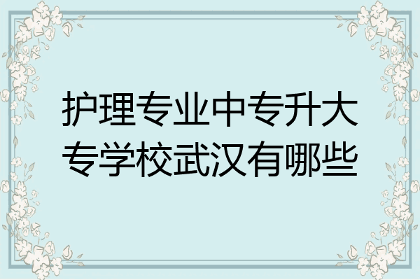 护理专业中专升大专学校武汉有哪些