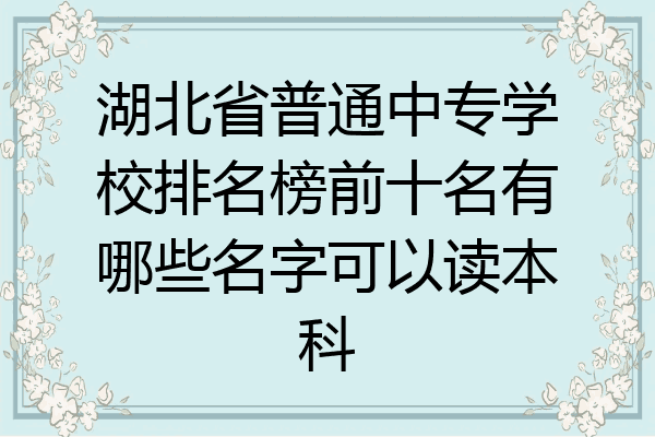 湖北省普通中专学校排名榜前十名有哪些名字可以读本科