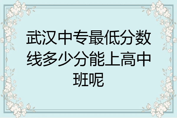武汉中专最低分数线多少分能上高中班呢