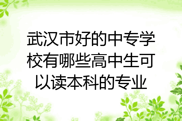 武汉市好的中专学校有哪些高中生可以读本科的专业