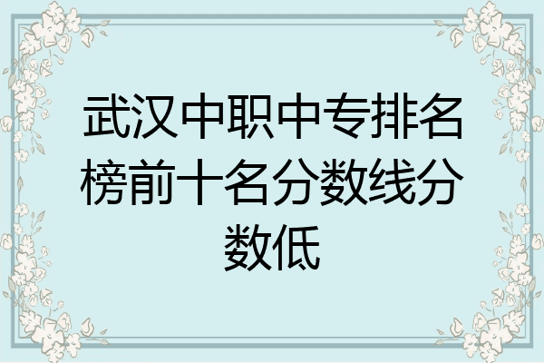 武汉中职中专排名榜前十名分数线分数低