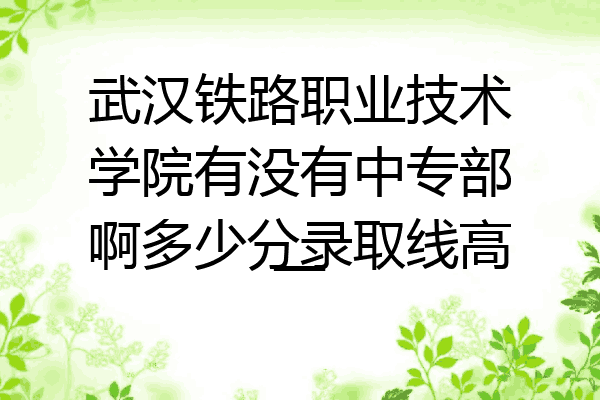 武汉铁路职业技术学院有没有中专部啊多少分录取线高一