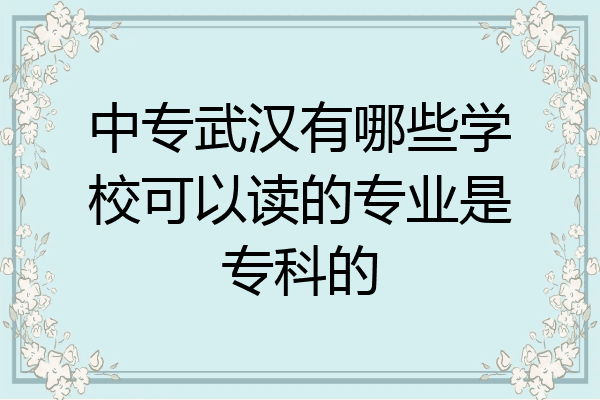 中专武汉有哪些学校可以读的专业是专科的