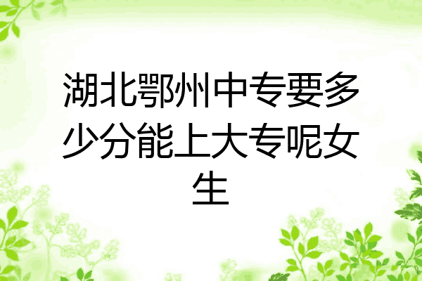 湖北鄂州中专要多少分能上大专呢女生