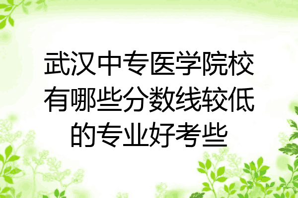 武汉中专医学院校有哪些分数线较低的专业好考些