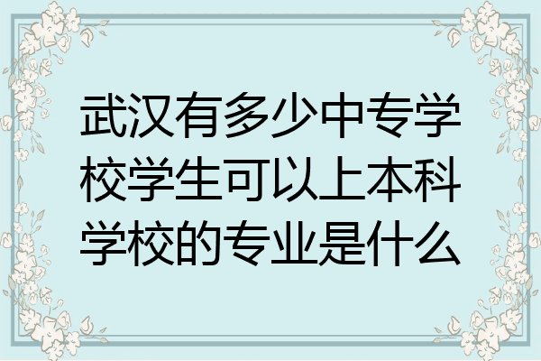 武汉有多少中专学校学生可以上本科学校的专业是什么