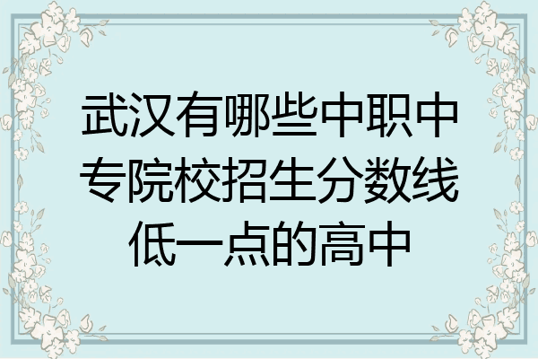 武汉有哪些中职中专院校招生分数线低一点的高中
