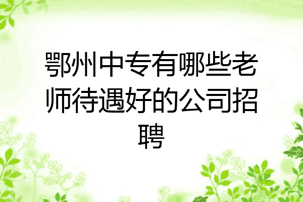 鄂州中专有哪些老师待遇好的公司招聘