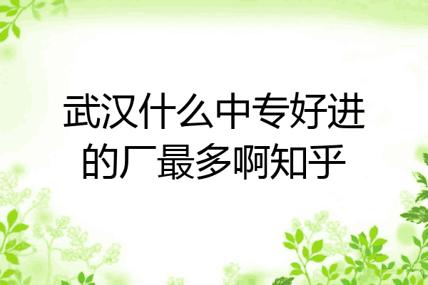 武汉什么中专好进的厂最多啊知乎