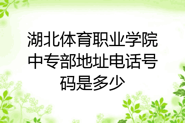 湖北体育职业学院中专部地址电话号码是多少
